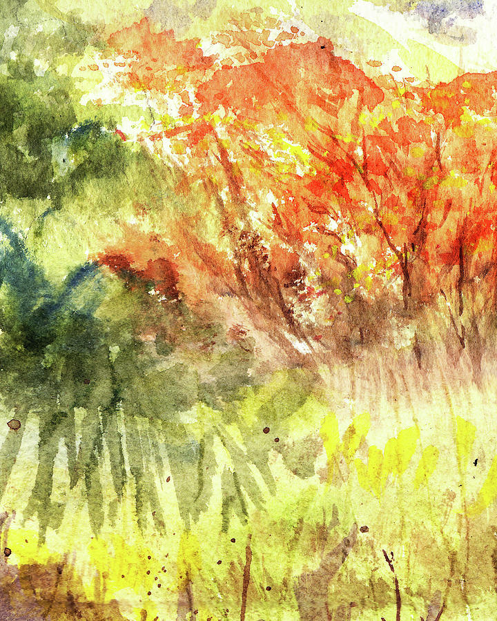 Fall Colors Composition Autumn Watercolor Tones And Moods Art V Painting by Irina Sztukowski