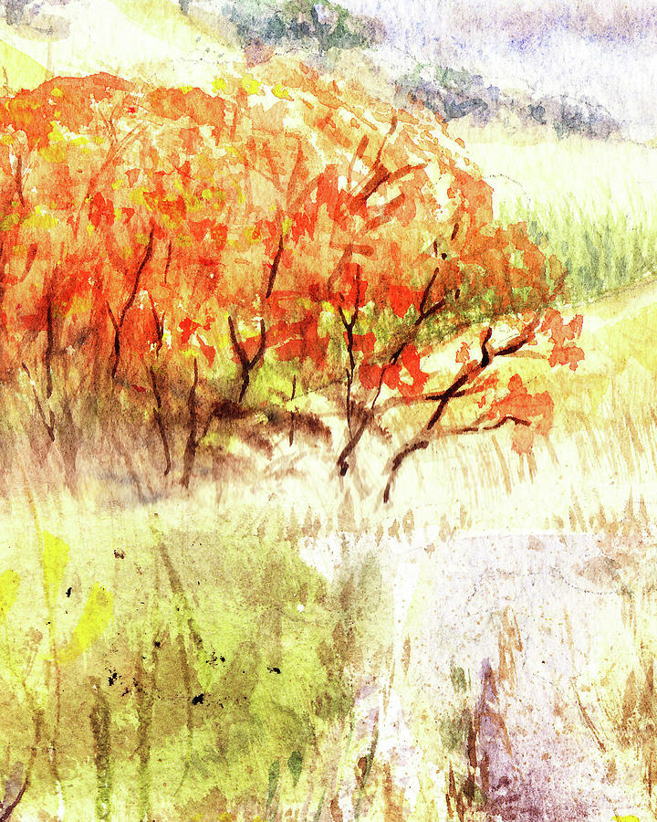 Fall Colors Composition Autumn Watercolor Tones And Moods Art VI Painting by Irina Sztukowski