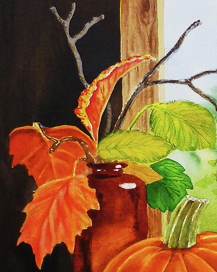 Fall Colors Composition Autumn Watercolor Tones And Moods Art X Painting by Irina Sztukowski