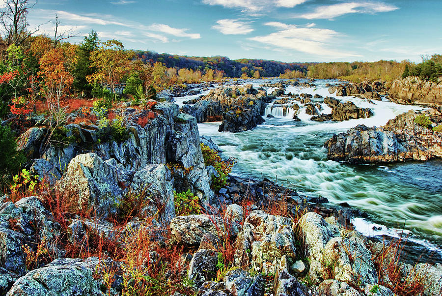 Fall colors, Great Falls Park, VA Photograph by Bill Jonscher