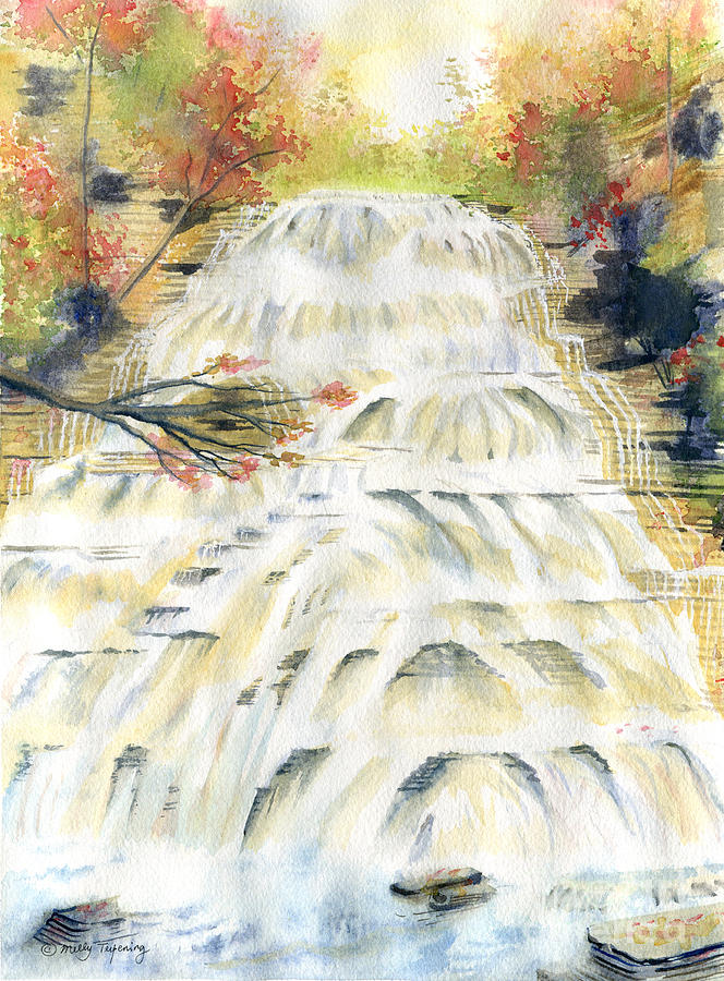 Fall Creek Falls Ithaca NY Painting by Melly Terpening