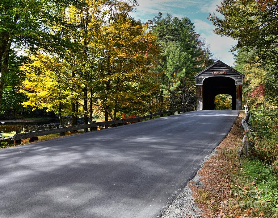 Fall day at the Corbin Covered Bridge  Photograph by Steve Brown