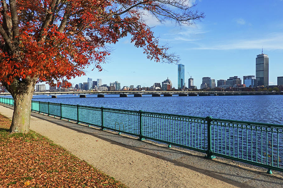 Fall Day on the Charles River Boston Skyline Mass Ave Bridge Photograph by Toby McGuire