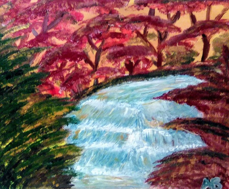 Fall Falls Painting by Andrew Blitman