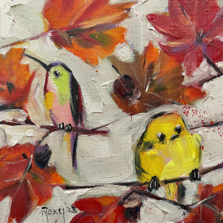 Fall Feathers Painting by Roxy Rich