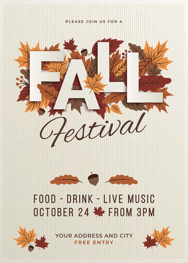 Fall festival poster template. Drawing by Discan