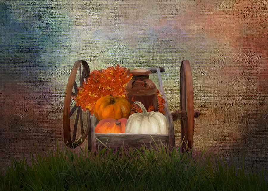 Fall Filled Wagon Digital Art by Mary Timman
