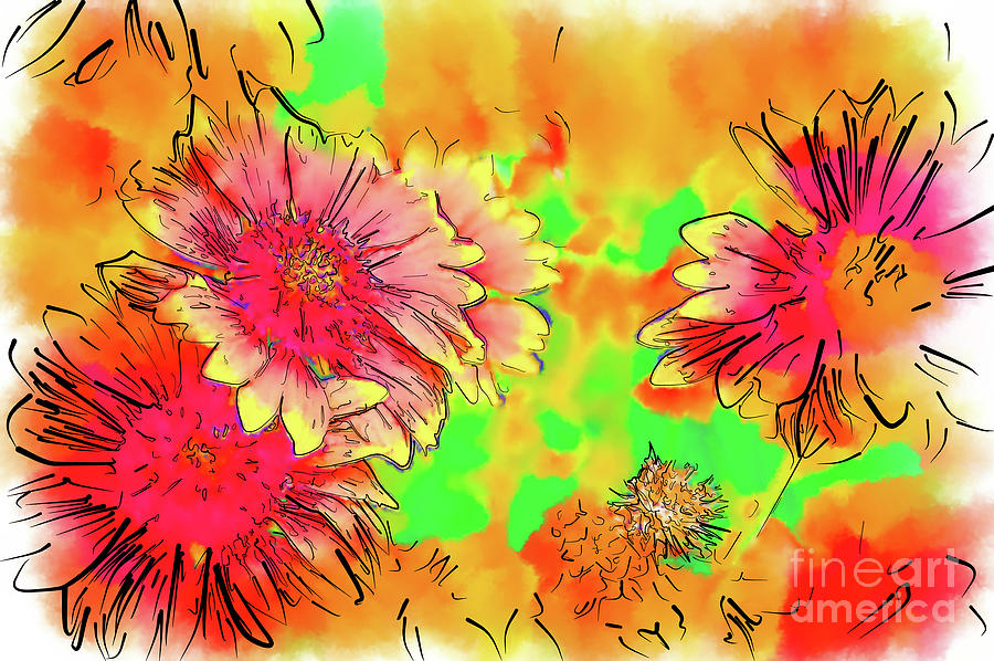 Fall Flowers In Soft Abstract Digital Art by Kirt Tisdale