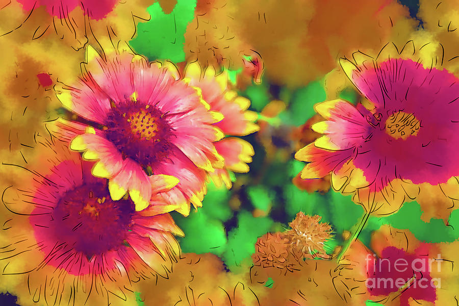 Fall Flowers In Watercolor Digital Art by Kirt Tisdale