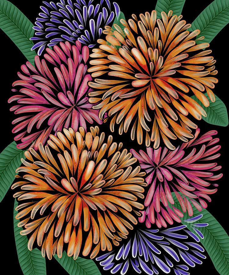 Fall flowers Digital Art by Lisa Schwaberow