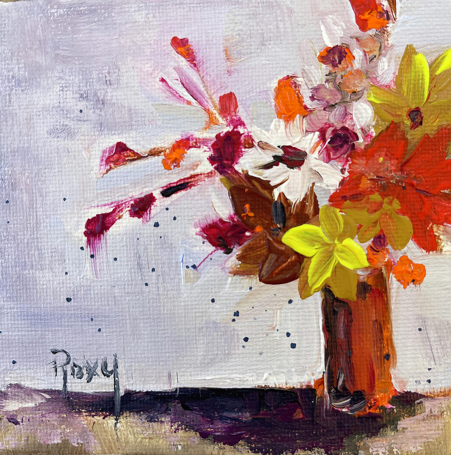 Fall Flowers Painting by Roxy Rich