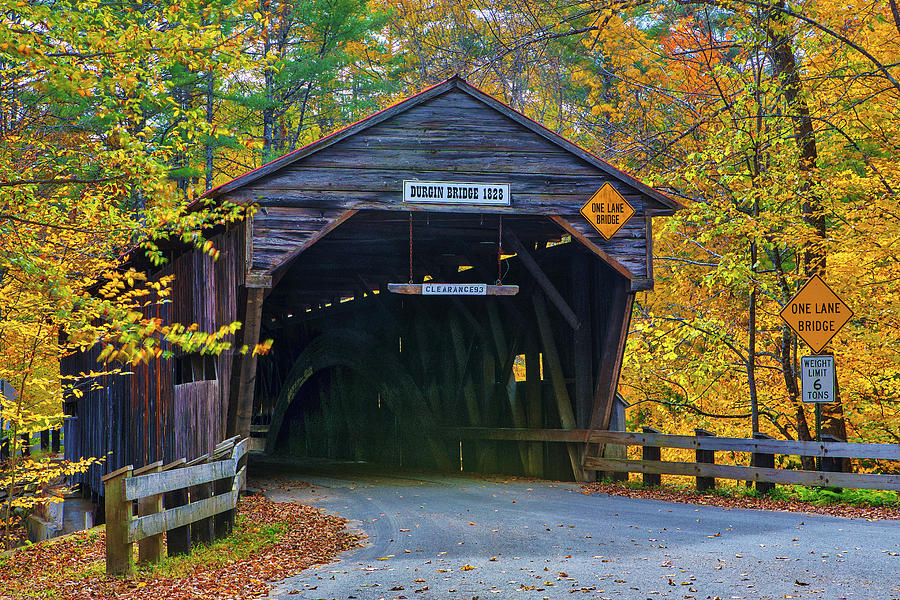 Fall Foliage and Durgin Covered Bridge Photograph by Juergen Roth