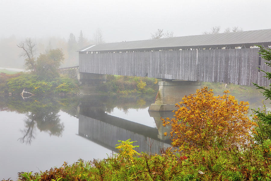 Fall Foliage and Mount Orne Covered Bridge Photograph by Juergen Roth