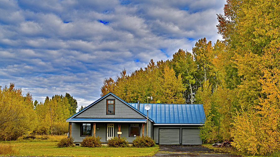 Fall Foliage and The Blue House Photograph by Amazing Action Photo Video