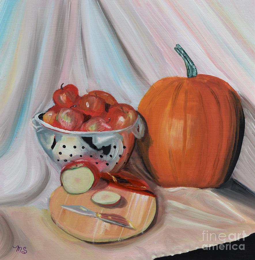 Fall Harvest Still Life Painting by Monika Shepherdson