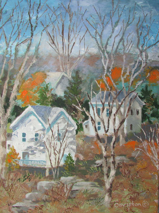 Fall Houses Painting by Tony Caviston