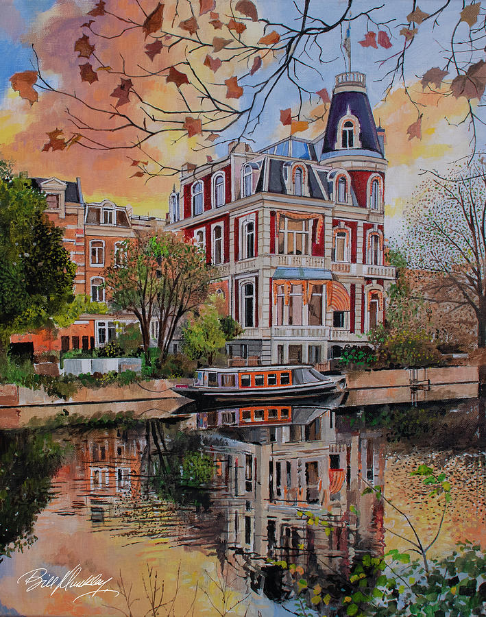 Fall in Amsterdam Painting by Bill Dunkley