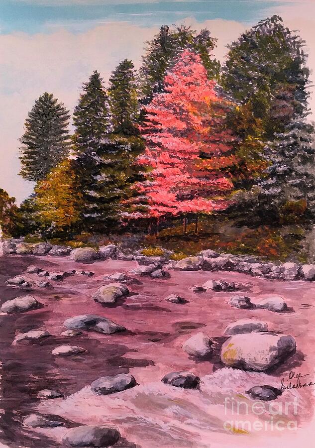 Fall in New Hampshire Drawing by Olga Silverman