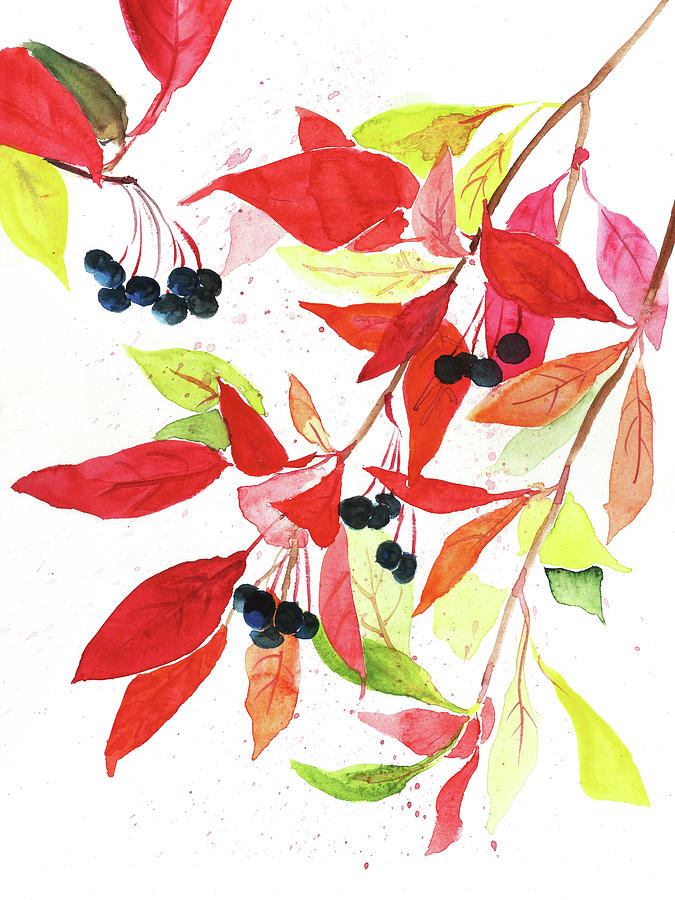 Fall Leaves Painting by Masha Batkova