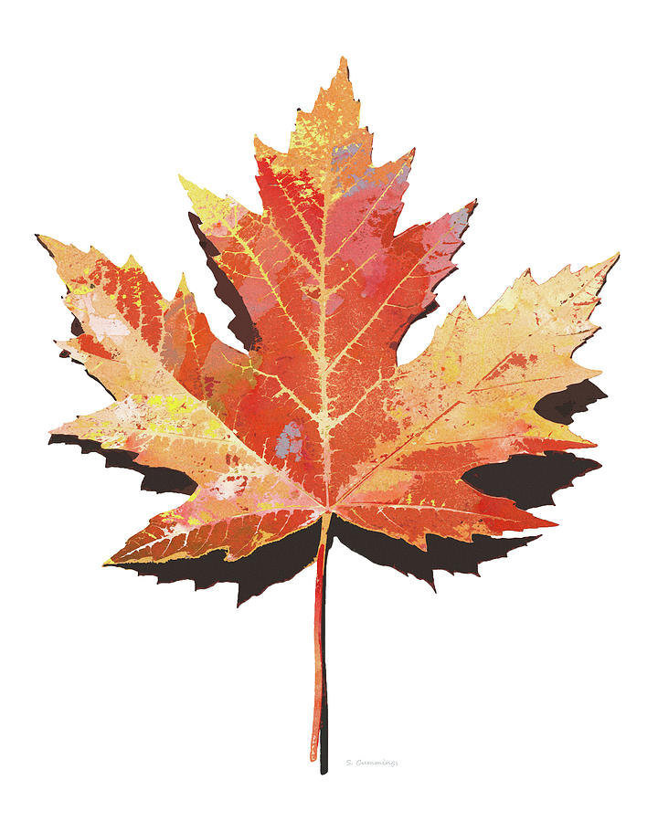 Fall Maple Leaf Art Painting by Sharon Cummings