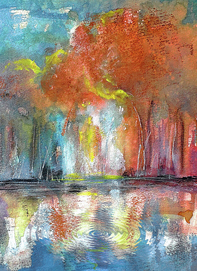 Fall On The Pond Landscape Painting by Lisa Kaiser