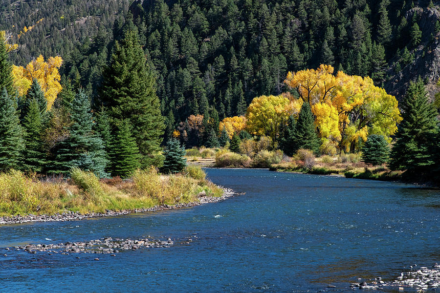 Fall on the Rio Grande River Photograph by Andy Crawford