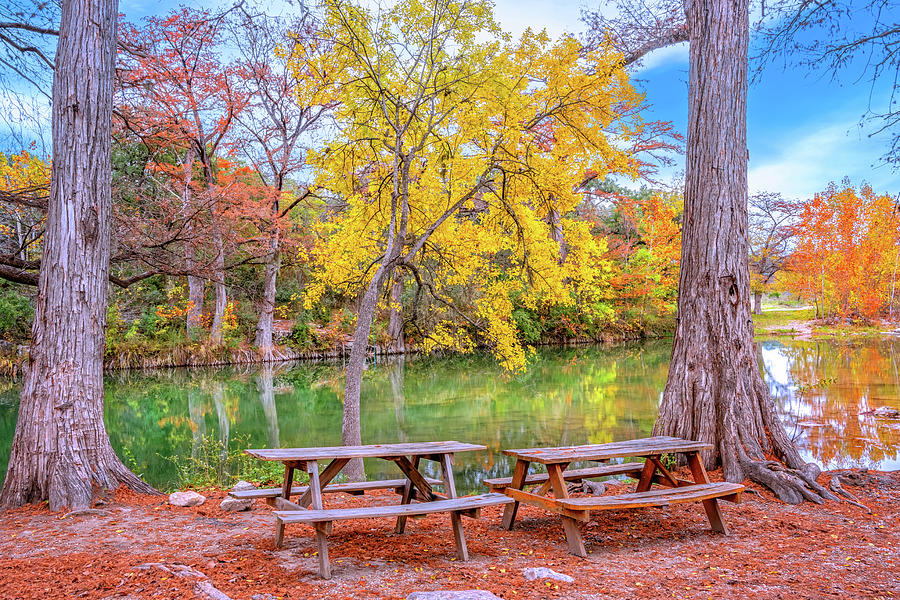 Fall Picnic on the Guadalupe Photograph by Lynn Bauer