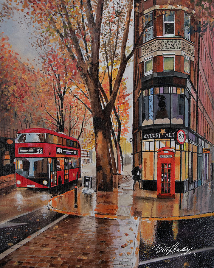 Fall Rain in London Painting by Bill Dunkley