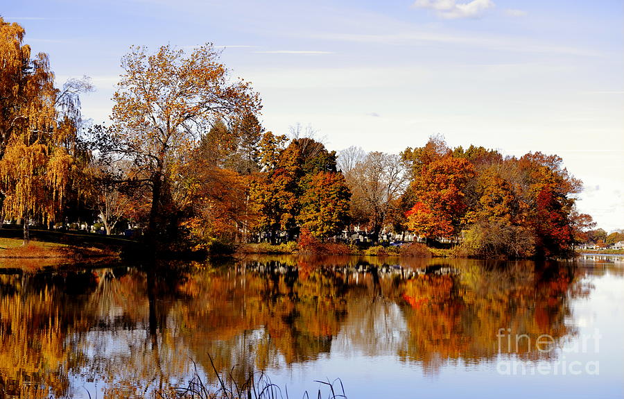 Fall reflections on Lake Quanapowitt Photograph by Lennie Malvone