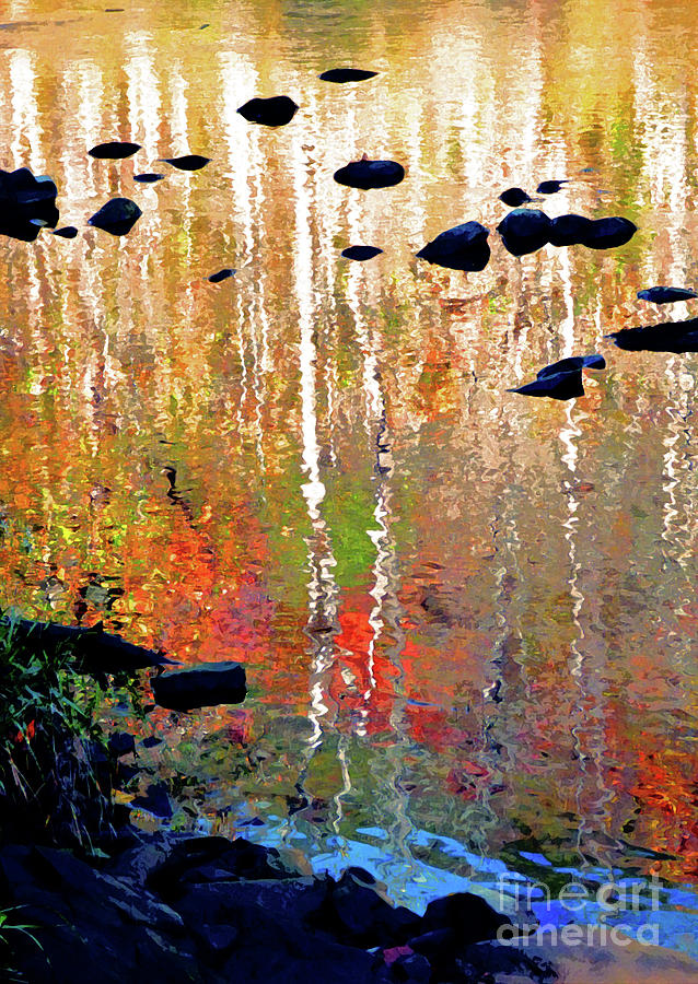 Fall River Reflections Waterclor Mixed Media by Sharon Williams Eng