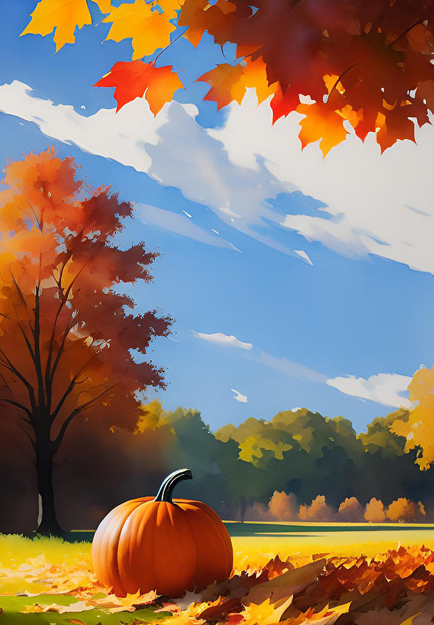 Fall Season Painting by La Moon Art - Fine Art America