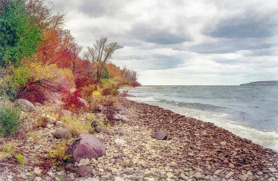 Fall Shoreline On Sturgeon Bay Photograph by Barbara Smits Fine Art