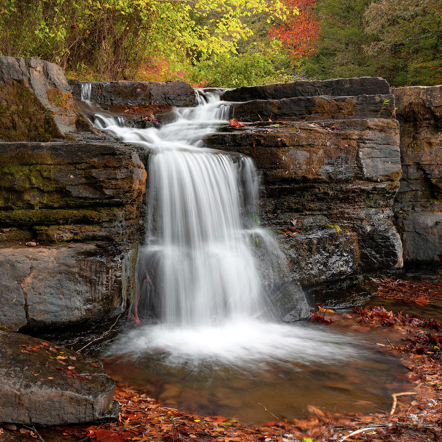 Fall Splendor At Natural Dam Falls in Northwest Arkansas Photograph by Gregory Ballos