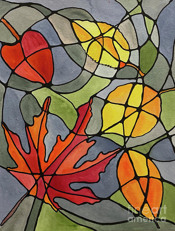 Fall Stained Glass Art Mixed Media by Lisa Neuman