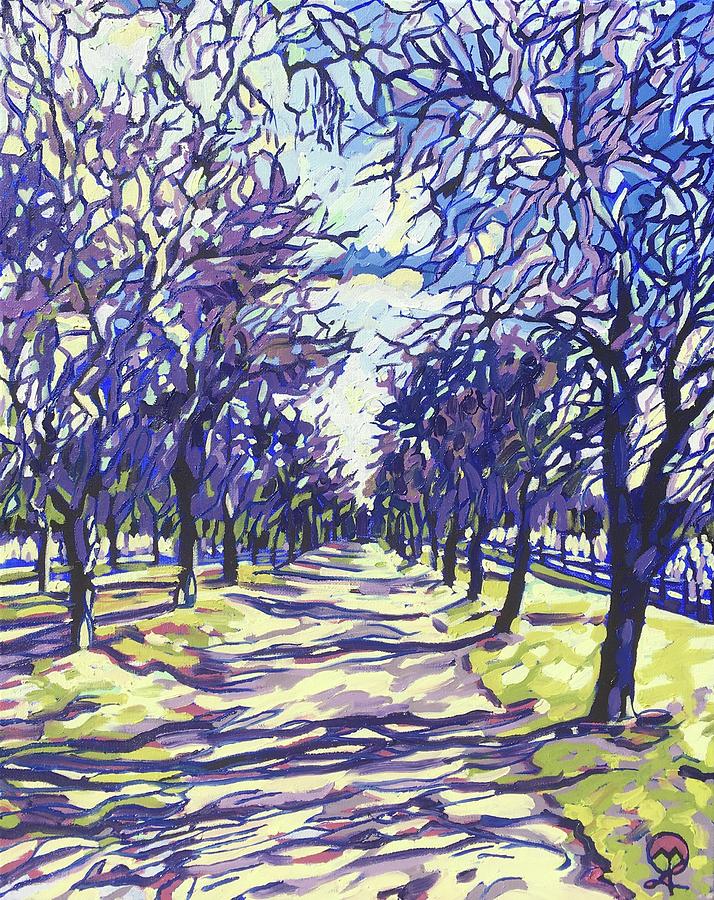 Fall stroll to the vineyard Painting by Therese Legere
