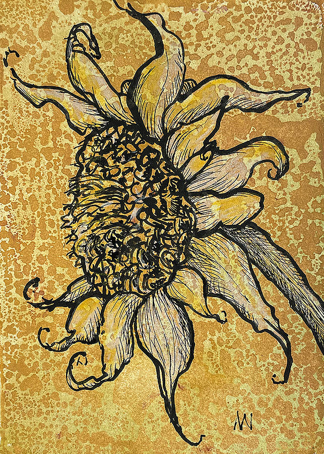 Fall Sunflower Mixed Media by AnneMarie Welsh