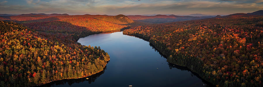 Fall Sunset At Kettle Pond Panorama Photograph by John Rowe