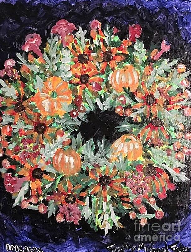 Fall Time Wreath Painting by Timothy Foley