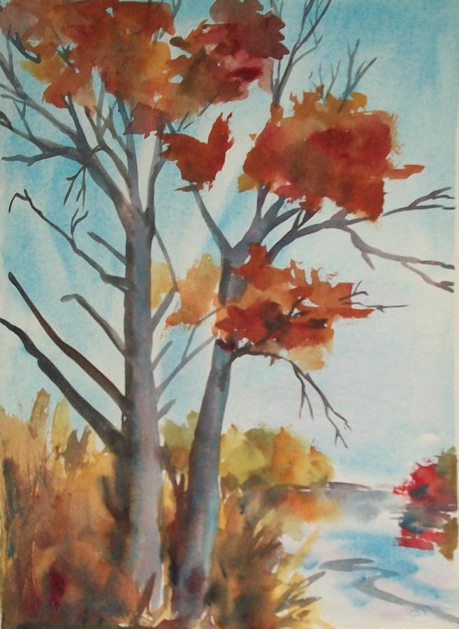 Fall Tree Painting by Judith Young
