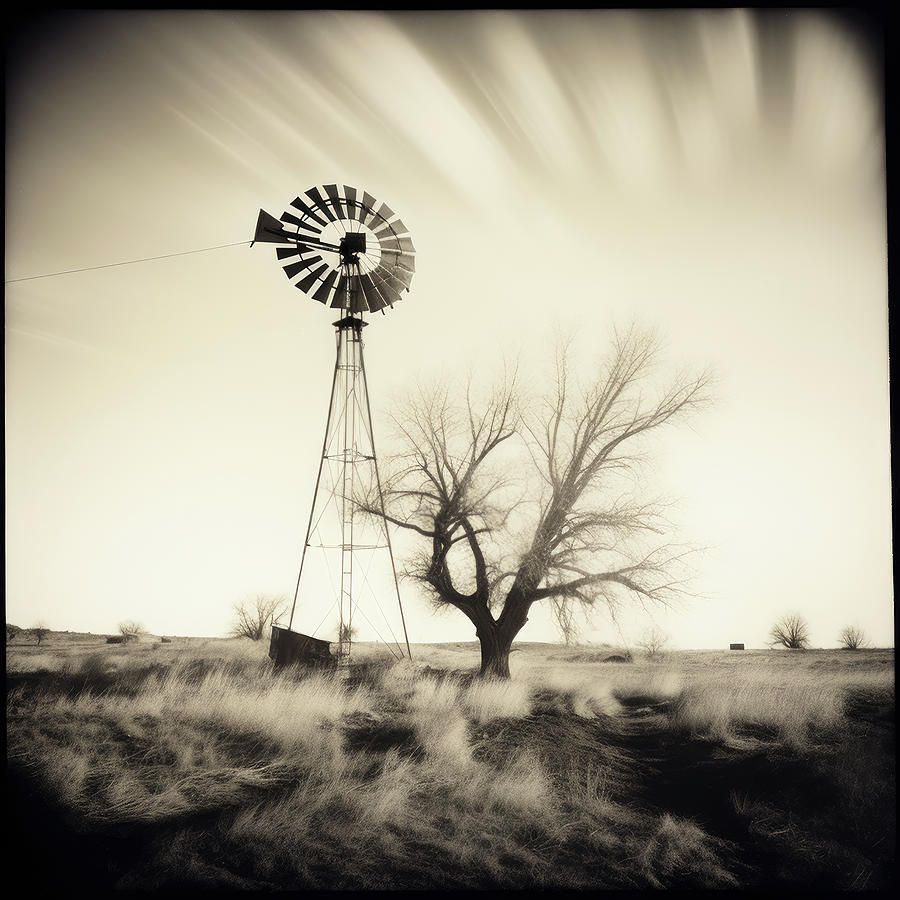 Fall Tree Under Windmill Digital Art by YoPedro