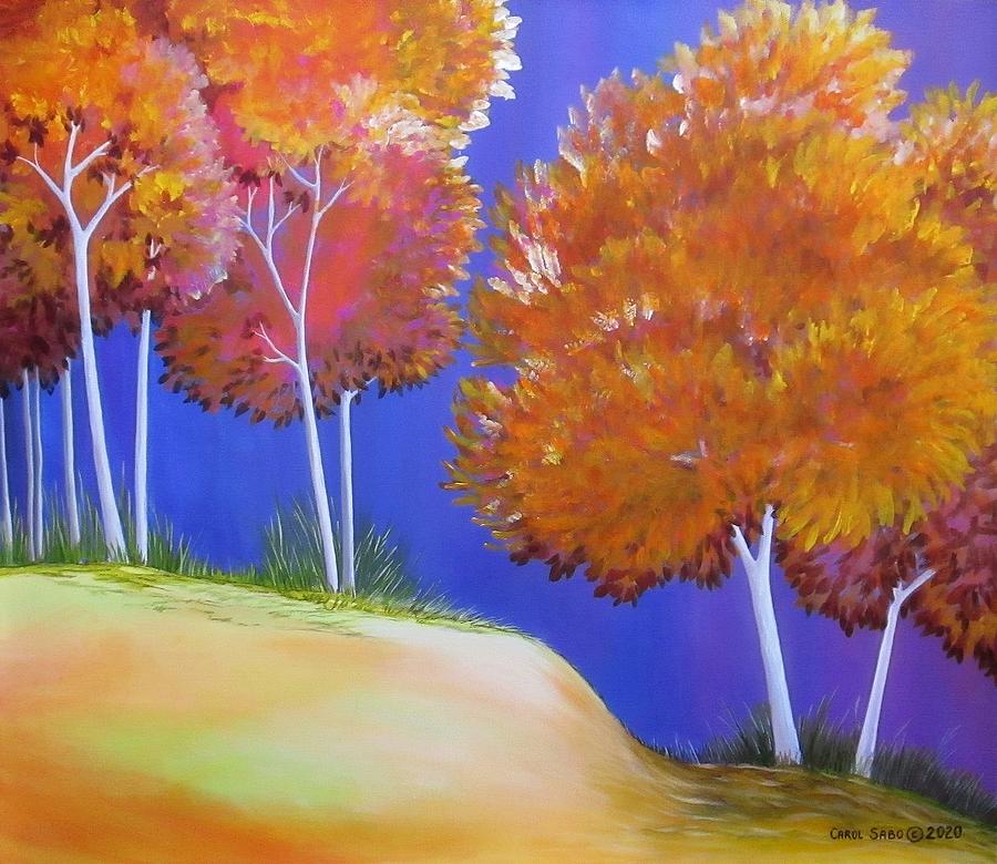 Fall Trees on Nob Hill Painting by Carol Sabo