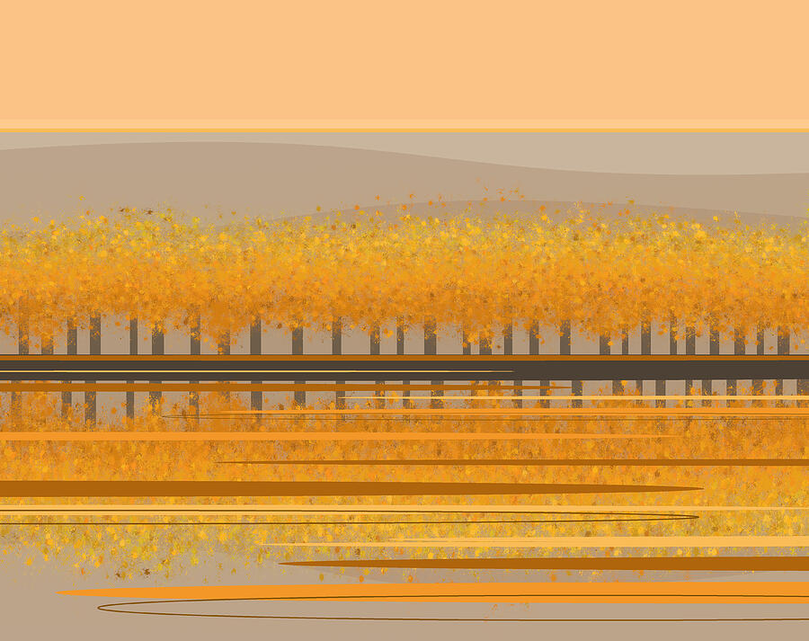 Fall Trees All In A Row Digital Art by Val Arie