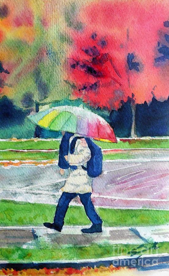 Fall Umbrella Colour Painting by Sonia Mocnik