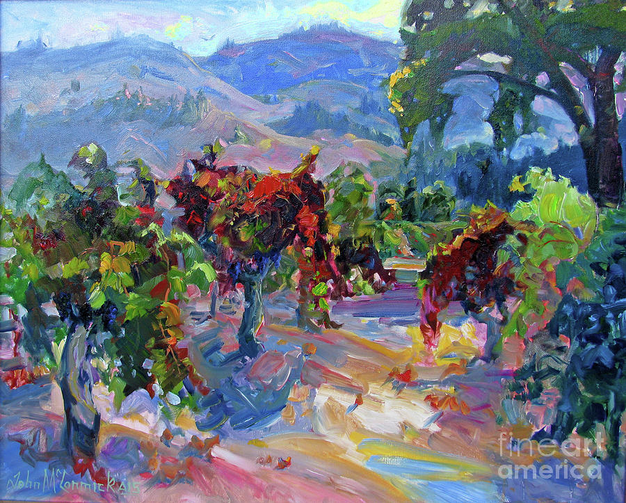Fall Vines, Calistoga Painting by John McCormick