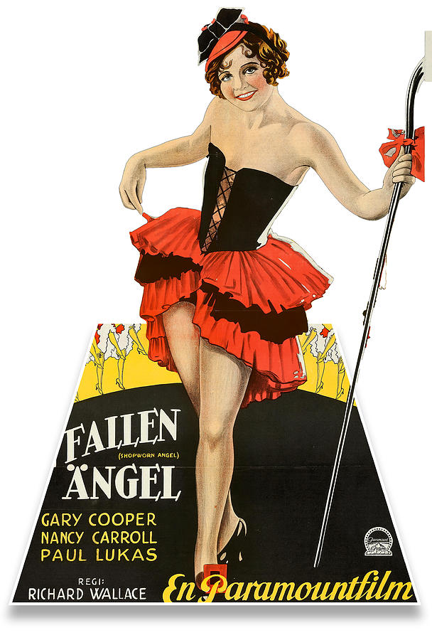 Gary Cooper Mixed Media - Fallen Angel, 1928, 3d movie poster by Movie World Posters