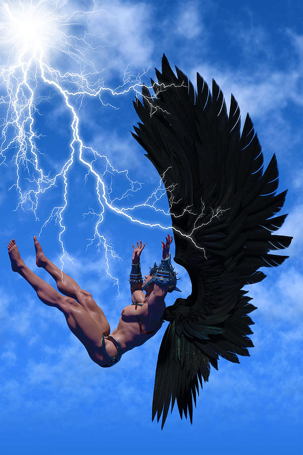 Fallen angel - black and white and vibrant art store - Digital Art, Fantasy  & Mythology, Fantasy Men & Women, Males - ArtPal