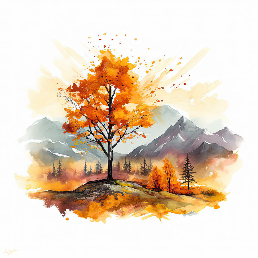 Spring Digital Art - Fallen Leaves - Four Seasons Wall Art by Lourry Legarde