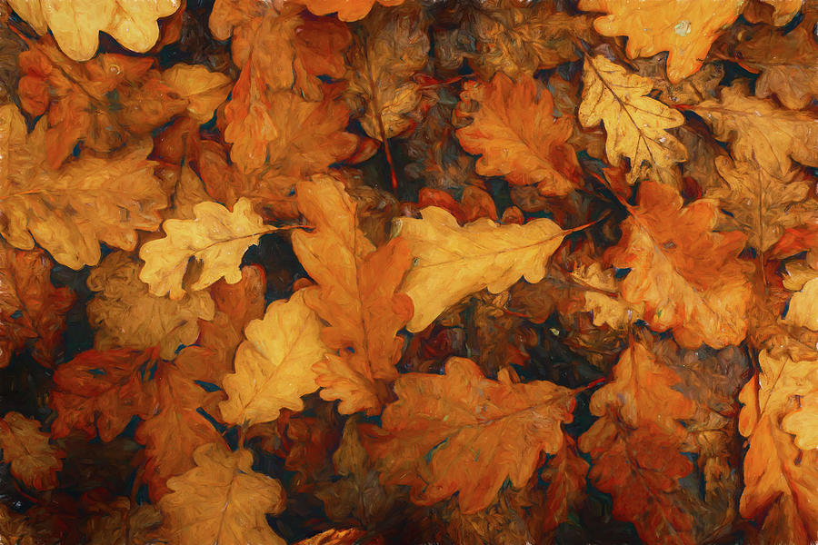 Fallen Oak Leaves Digital Art by Deborah League