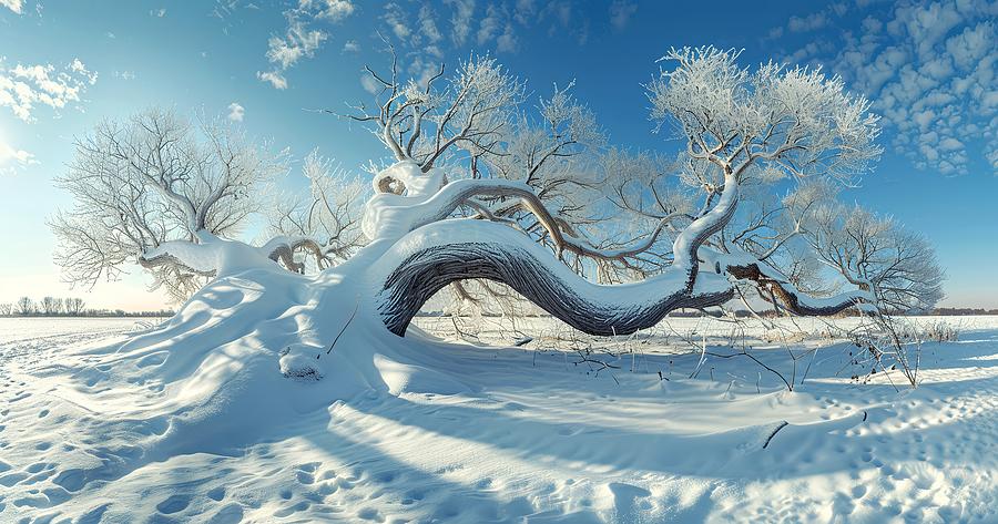 Fallen tree in Winter Wonderland Photograph by Lilia S