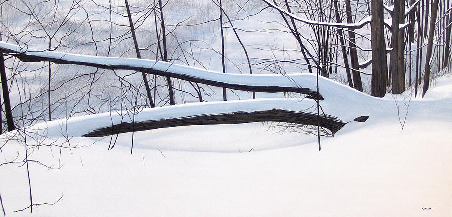Fallen Winter Tree Painting by Kenneth M Kirsch